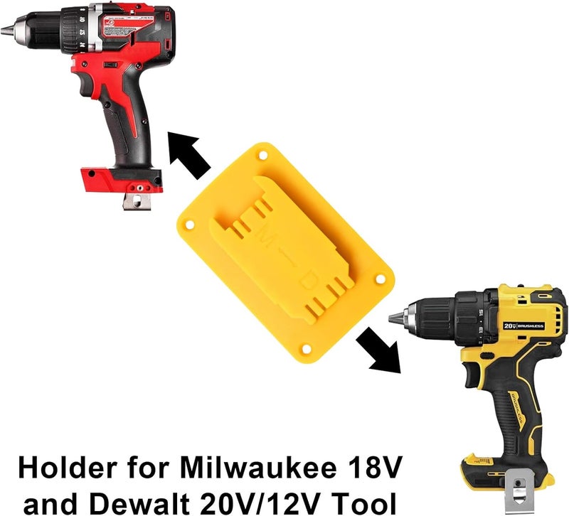 KETTKEL 12packs Tool Holder for Milwaukee M18 & Dewalt 20v ,Wall Mount Drill Holder with 48 Screws (Yellow) - Image 3